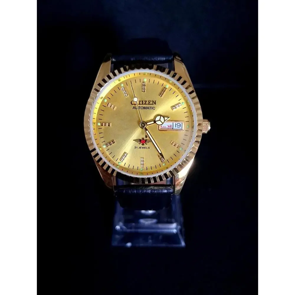 Vintage Men's Automatic Citizen Eagle 7 Leather Watch RARE